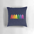 Colorful rainbow Christmas tree throw pillow with "Pride Christmas" text
