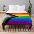 LGBTQ+ Progress Pride Flag Plush Blanket