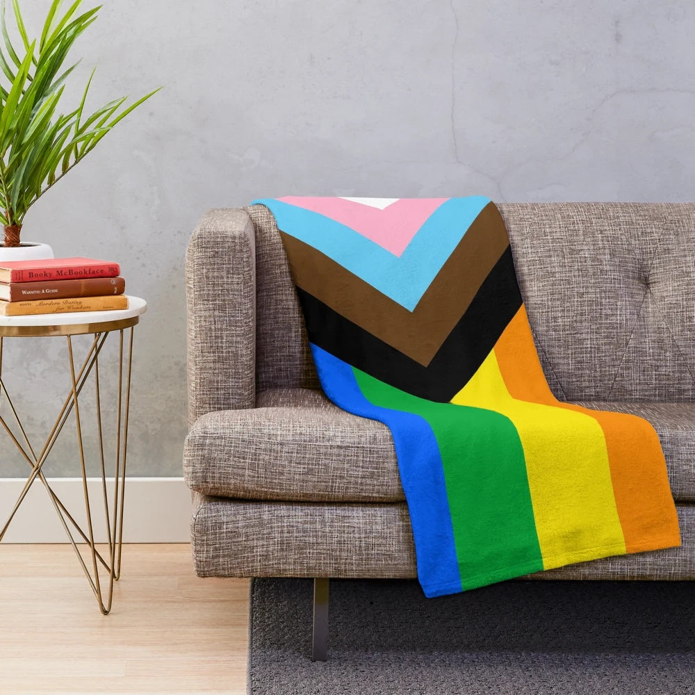 LGBTQ+ Progress Pride Flag Plush Blanket