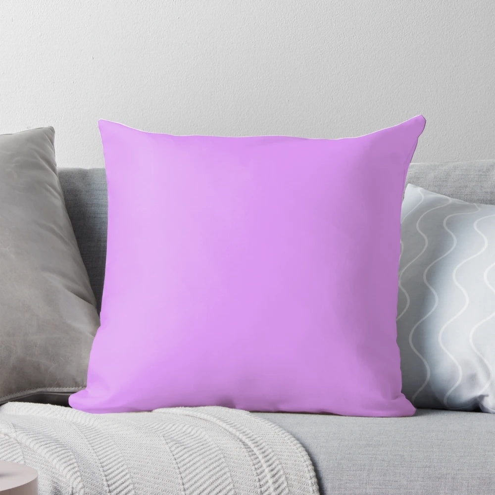 Bright lilac-colored solid throw pillow for home decor