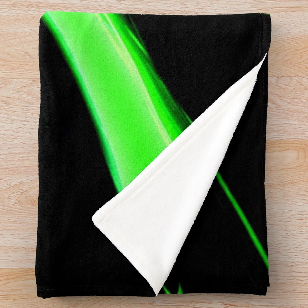 Lime Florescent Green and Black Swirling Abstract Pattern Plush Blanket