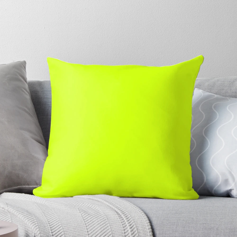 Lime fluorescent decorative pillow for modern, minimalist home decor