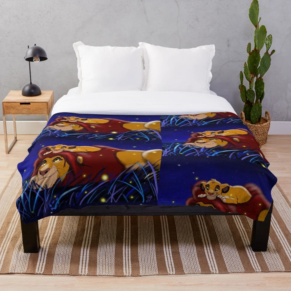 Colorful lion print plush blanket