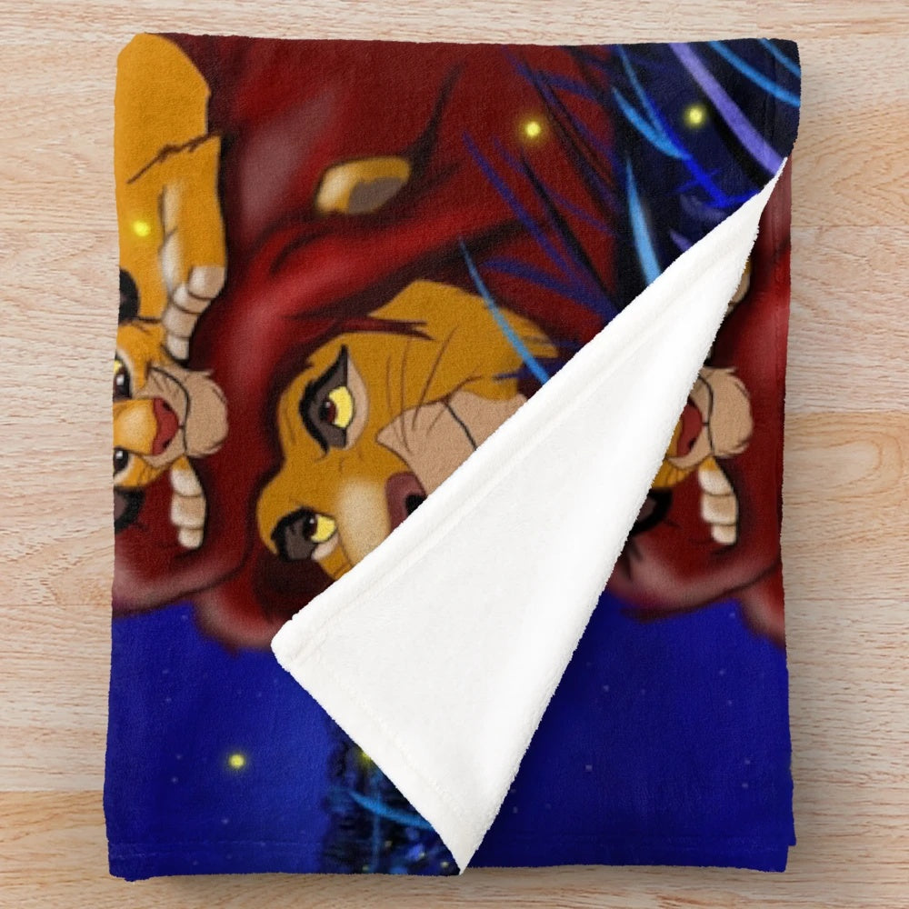 Colorful lion print plush blanket