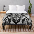 Colorful plush blanket featuring a vibrant lion portrait