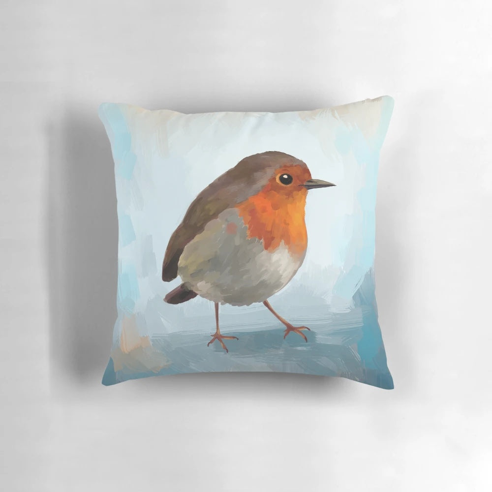 Closeup photo of a vibrant little robin bird in nature