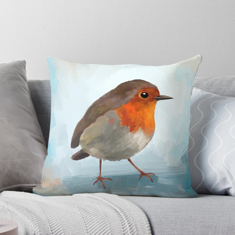 Closeup photo of a vibrant little robin bird in nature