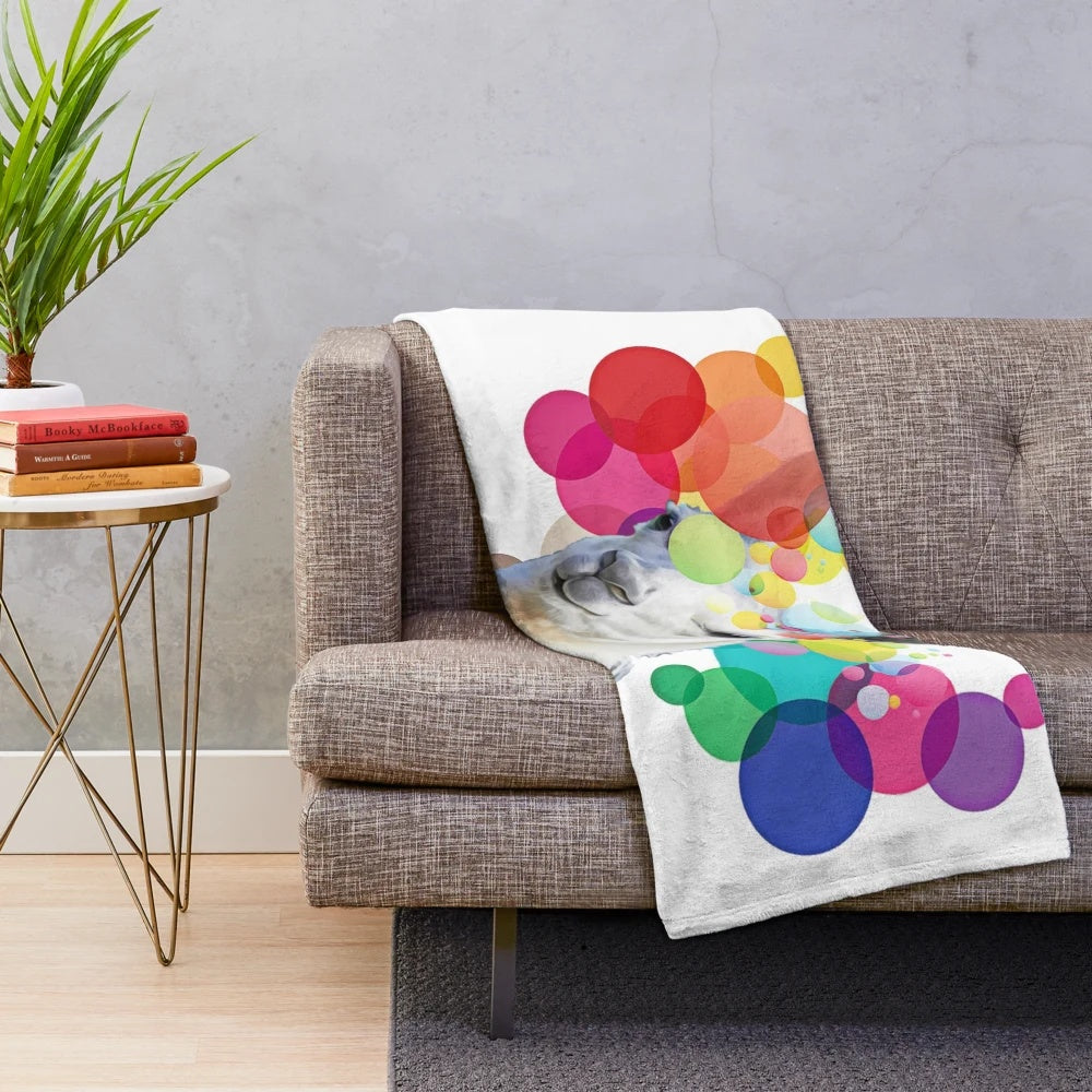 Colorful llama pop art design on a soft, plush blanket