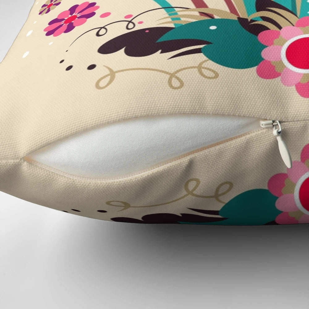 Vibrant love and flamingo print decorative throw pillow for tropical home decor