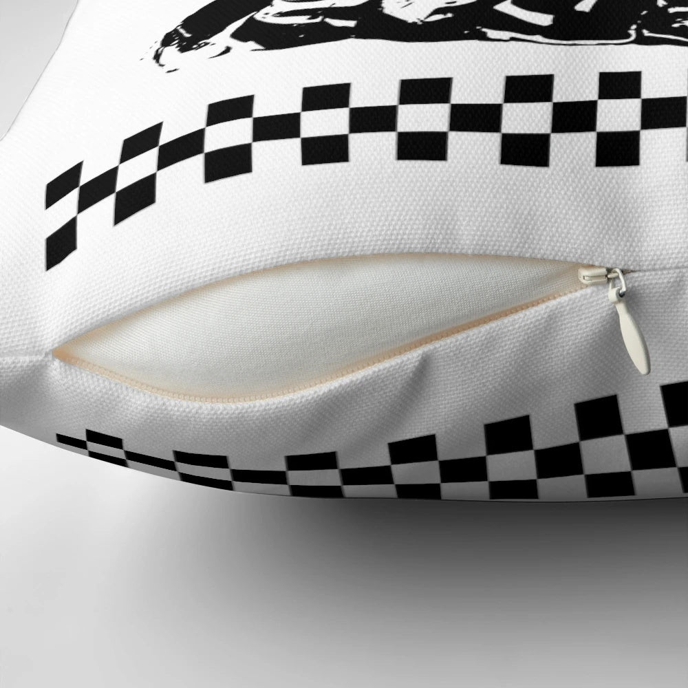 Colorful "Madness Pillow" featuring iconic 2-tone and pop art inspired music imagery