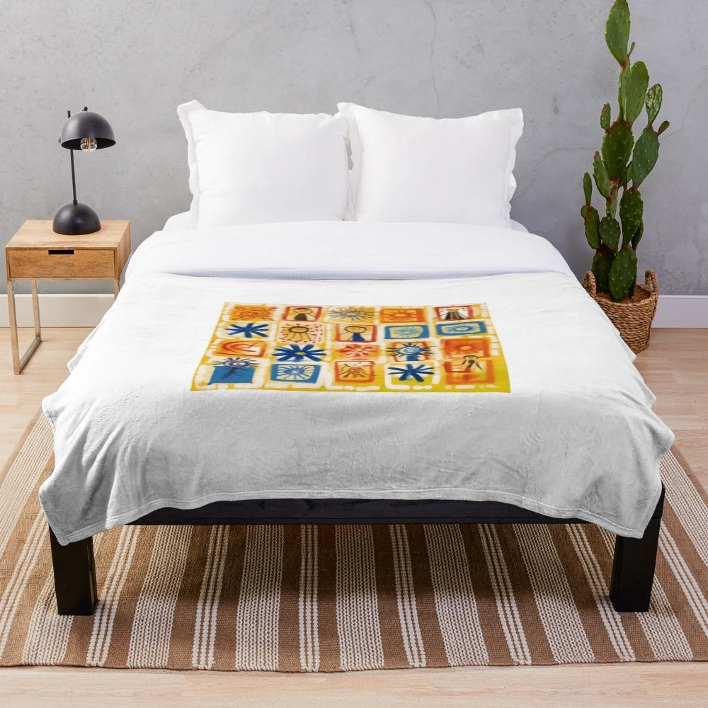 Mandala pattern plush blanket with abstract art design