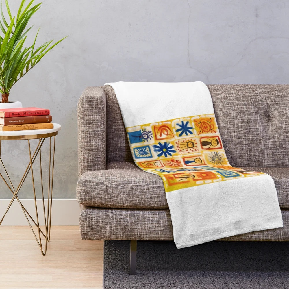 Mandala pattern plush blanket with abstract art design