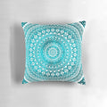 Mandala Turquoise Pillow with Tribal, Floral, and Cosmic Patterns
