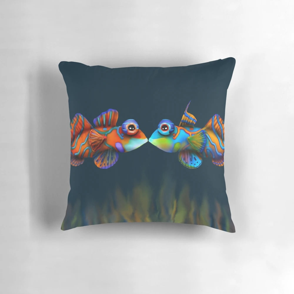 Colorful mandarin fish pillow design for aquarium and fish lovers