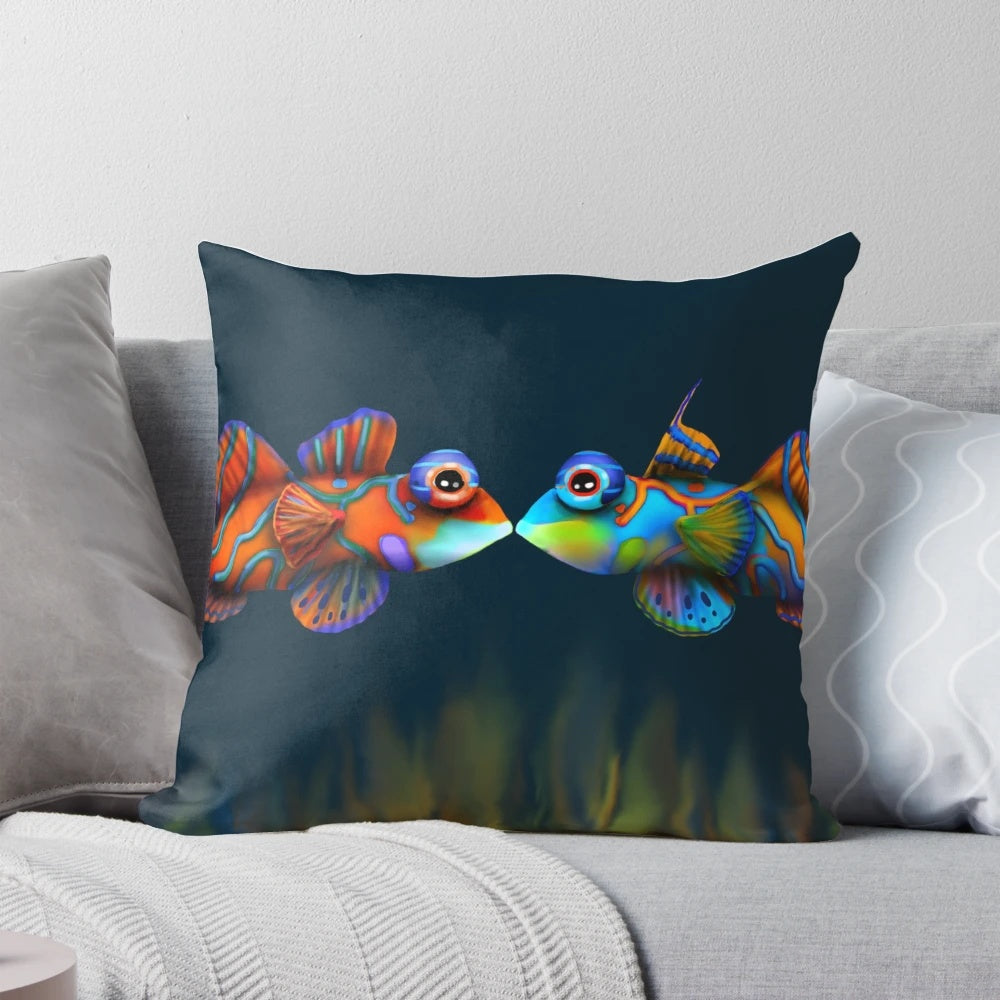 Colorful mandarin fish pillow design for aquarium and fish lovers