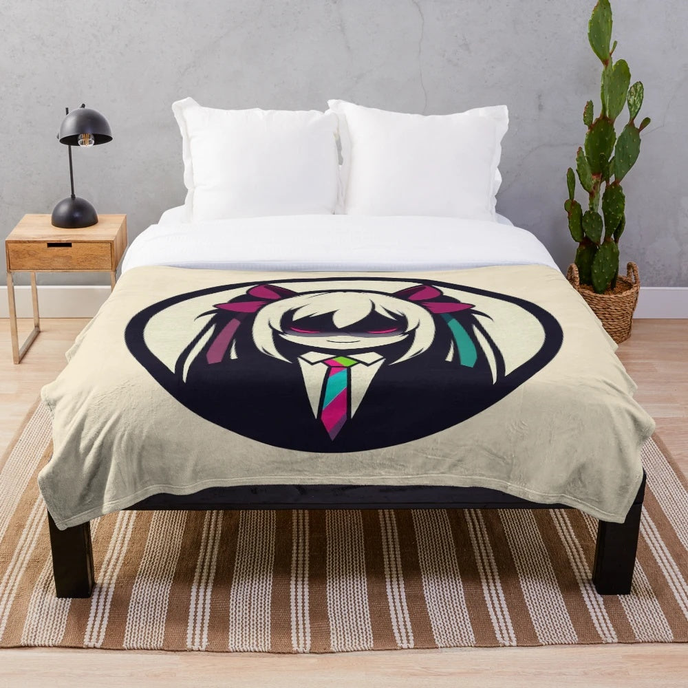 Colorful plush blanket featuring a stylish manga-inspired girl