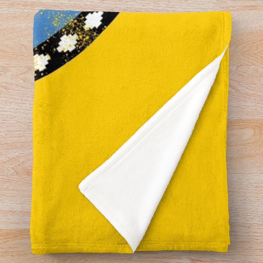 Mapuche-inspired graphic plush blanket showcasing Chilean indigenous culture