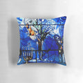 Colorful Marc Chagall inspired stained glass panel design on a soft, comfortable pillow.