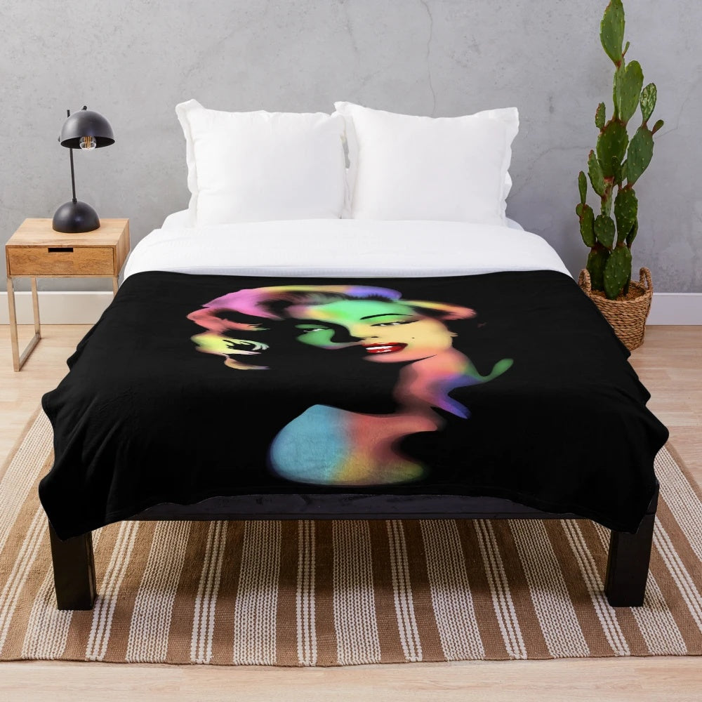 Marilyn Monroe inspired rainbow colors plush blanket
