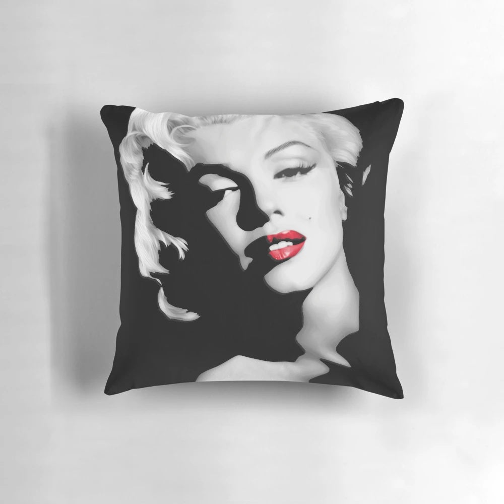 Colorful pop art-inspired portrait of Marilyn Monroe on a soft throw pillow