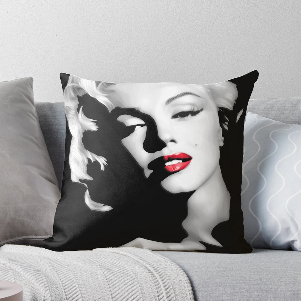 Colorful pop art-inspired portrait of Marilyn Monroe on a soft throw pillow