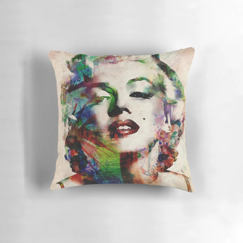 Colorful watercolor portrait of iconic actress Marilyn Monroe