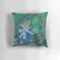 Colorful Mary Blair-inspired pillow featuring whimsical Disney characters and designs
