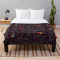 Colorful math formulas plush blanket with blackboard style drawings