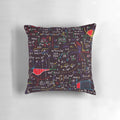 Colorful decorative pillow with mathematical formulas and equations, ideal for math lovers and geeks.