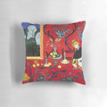 Decorative pillow featuring a design inspired by Matisse's The Red Room painting