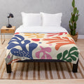 Matisse pattern plush blanket with vibrant colors
