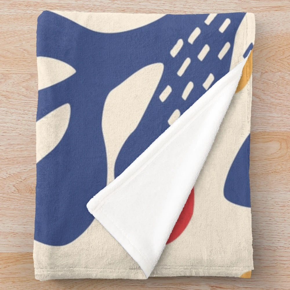 Matisse pattern plush blanket with vibrant colors