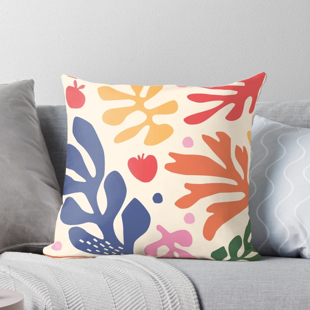 Colorful and modern Matisse pattern pillow with abstract design