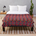 Vibrant Mayan kite inspired plush blanket with colorful katun mayan designs