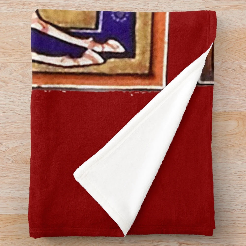 Stylized unicorn plush blanket inspired by medieval bestiaries