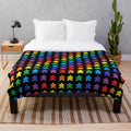 Colorful meeple pattern plush blanket for tabletop gaming
