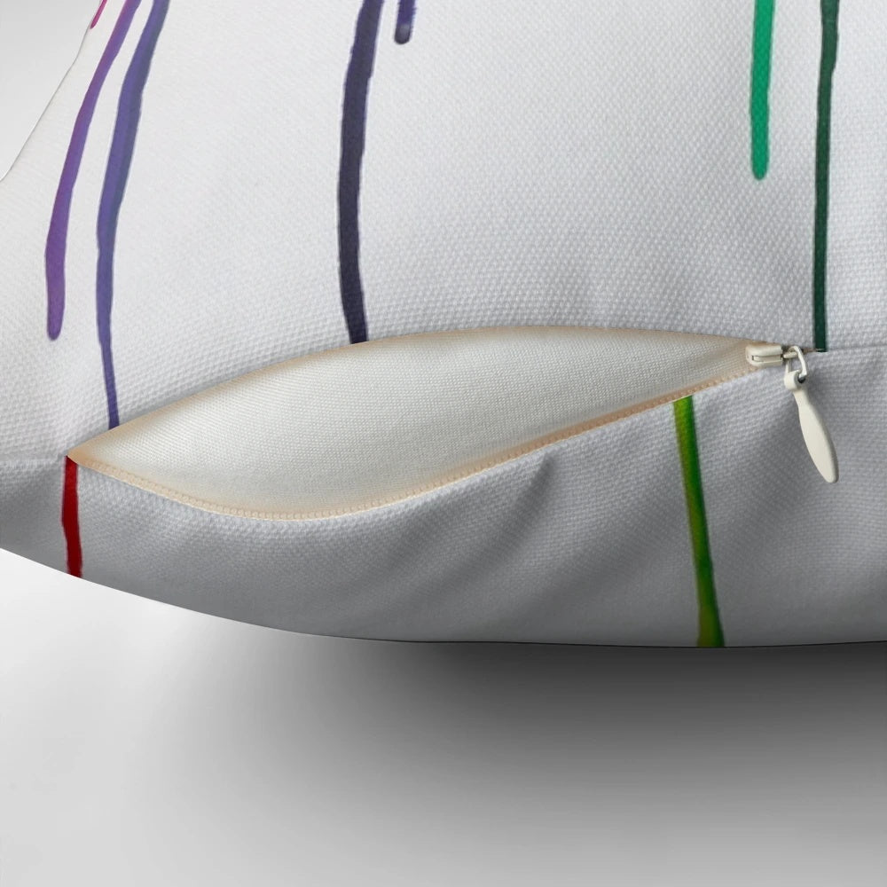 Colorful melted crayon-inspired rainbow design pillow