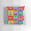 Colorful pop art design pillow featuring the Tyne and Wear metro system in Newcastle, England