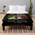 Colorful plush blanket featuring a portrait of a man in a traditional Mexican charro outfit
