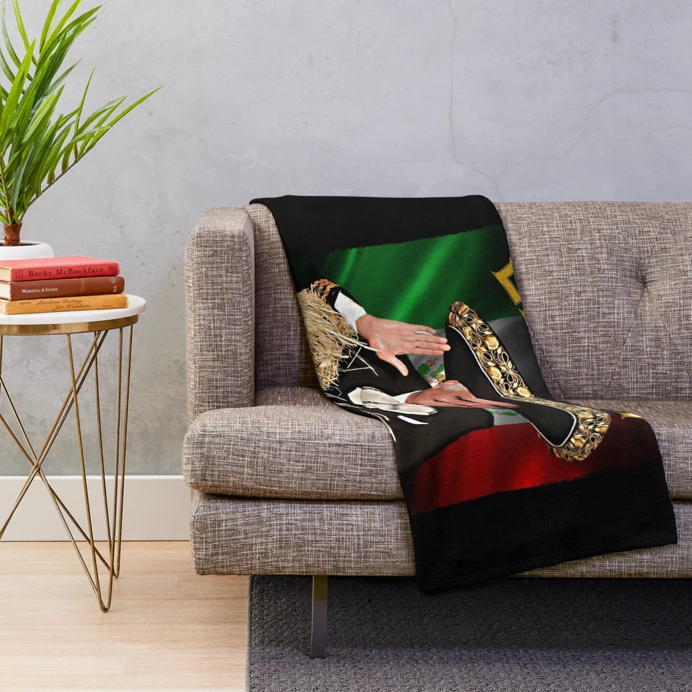 Colorful plush blanket featuring a portrait of a man in a traditional Mexican charro outfit