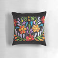 Colorful floral pillow with Mexican-inspired designs