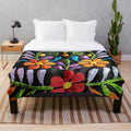 Vibrant Mexican flowers pattern plush blanket