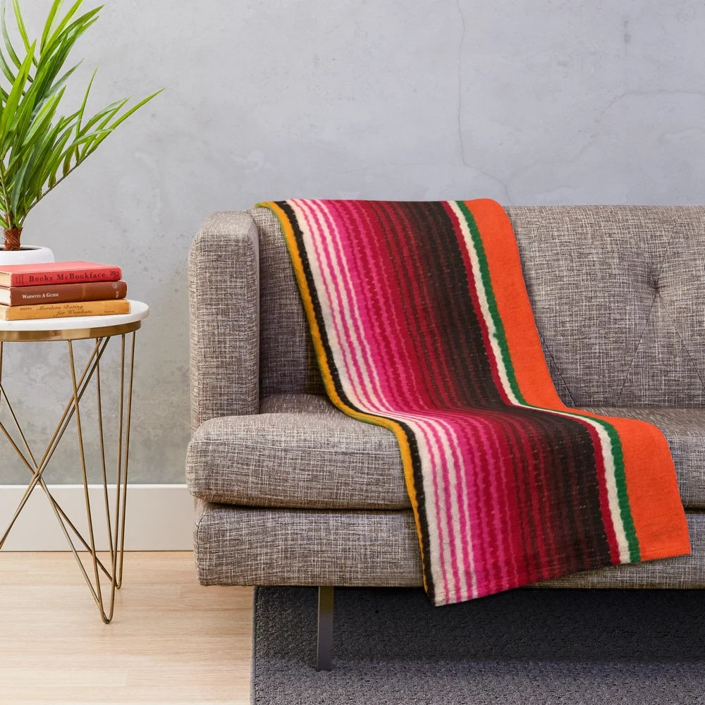 Colorful Mexican-inspired plush serape blanket with southwestern design