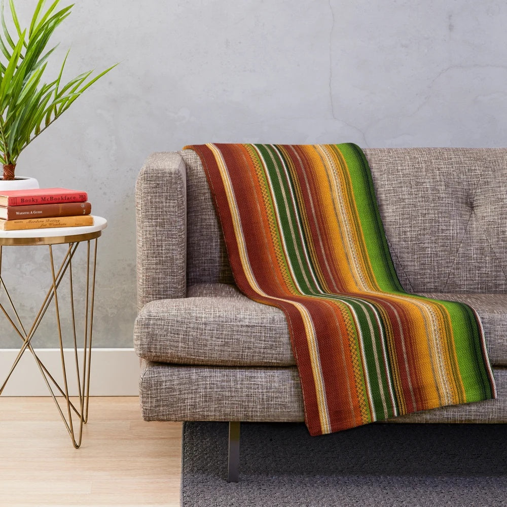 Colorful Mexican-style serape plush blanket