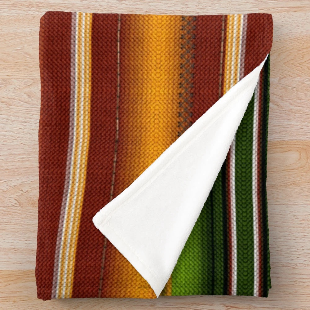 Colorful Mexican-style serape plush blanket
