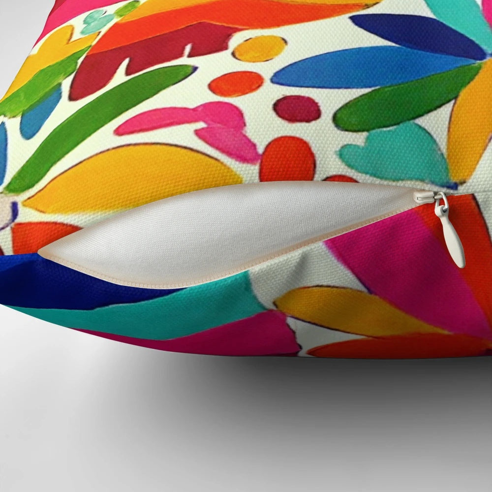Colorful Mexican Otomi pattern decorative pillow