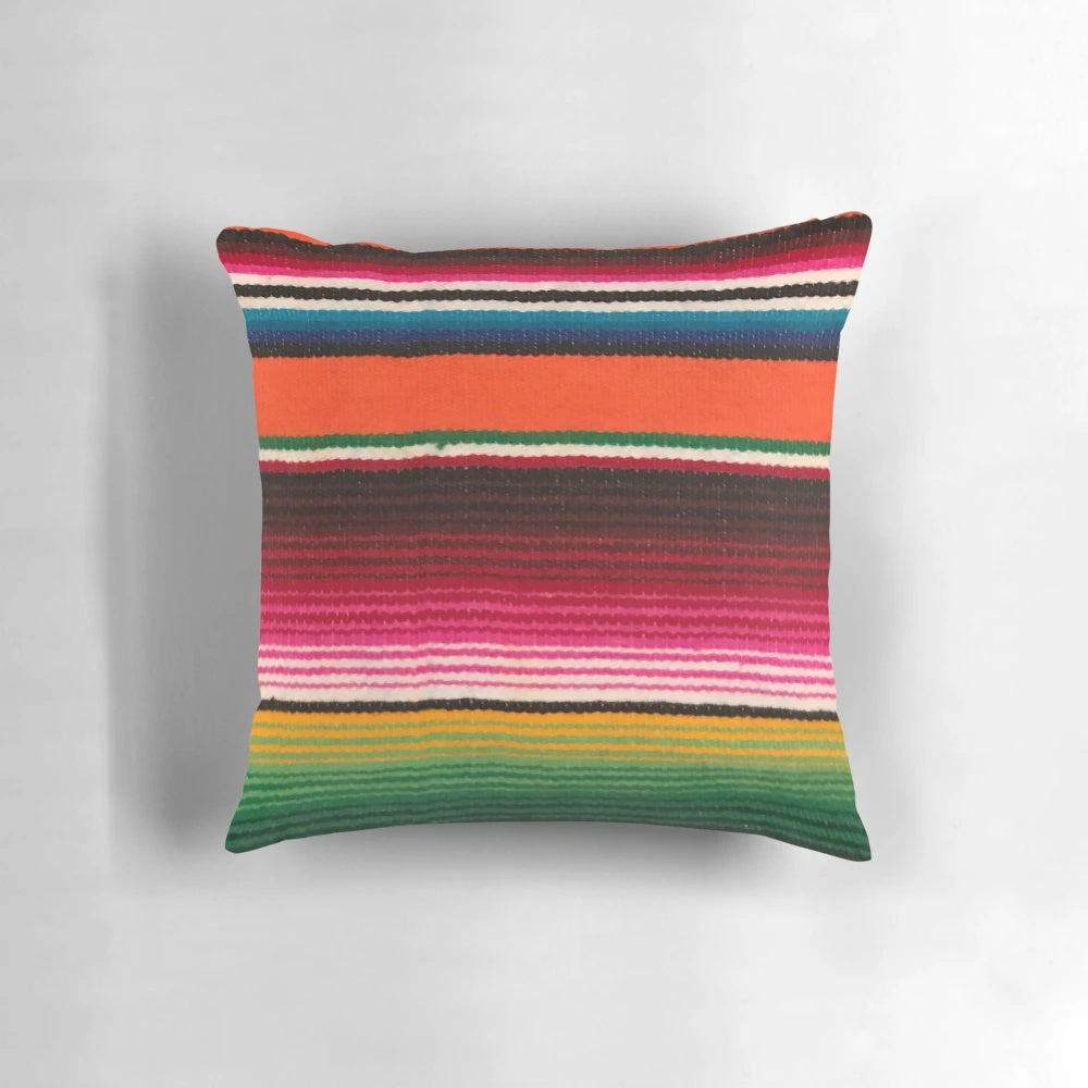 Colorful Mexican serape-style decorative pillow