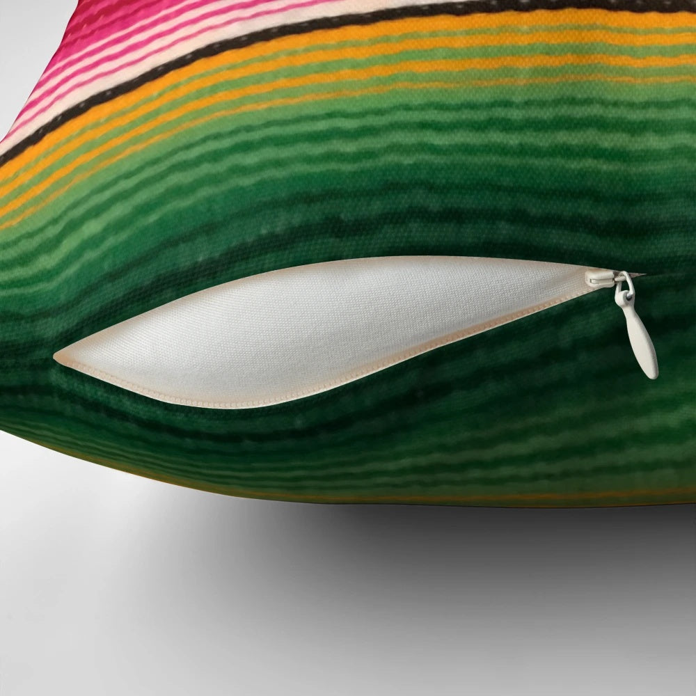 Colorful Mexican serape-style decorative pillow