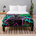Colorful plush blanket with graffiti-style MGK illustration