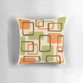 Colorful mid century modern abstract squares pattern pillow with geometric design